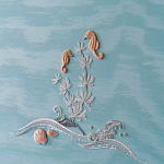 Обои с вышивкой ручной работы Amami Waves Moonbeam colourway on silk moire варинант исполнения - 5 | Loft Concept в Краснодаре