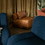 Кожаное модульное кресло коричневое без подлокотников с подушкой Coul Leather Modular Armchair варинант исполнения - 6 | Loft Concept в Краснодаре