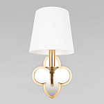 Бра с белым текстильным абажуром и декоративным основанием в виде четырехлистника с зеркальной вставкой Vitorino варинант исполнения - 18 | Loft Concept в Краснодаре