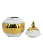 Ваза белая с крышкой и золотистыми фрагментами 24 см Chinoiserie Ceramics варинант исполнения - 2 | Loft Concept в Краснодаре