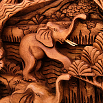 Панно из дерева пять слонов Panel With Animals варинант исполнения - 3 | Loft Concept в Краснодаре