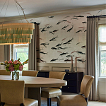 Обои ручная роспись Fishes Blue Pearl on Tarnished Silver gilded silk with pearlescent antiquing варинант исполнения - 3 | Loft Concept в Краснодаре