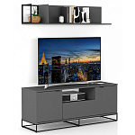 ТВ-тумба цвета графит с  2-мя дверцами и ящиком Strict Lines варинант исполнения - 6 | Loft Concept в Краснодаре