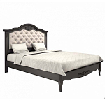 Кровать черная из массива бука с основанием и мягким изголовьем Black Provence варинант исполнения - 1 | Loft Concept в Краснодаре