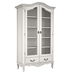 Шкаф книжный белый из массива бука с 5-ю полками и 2-мя ящиками в стиле прованс White Provence варинант исполнения - 1 | Loft Concept в Краснодаре