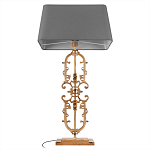 Настольная лампа на ажурном чугунном основании с тканевым серым абажуром Openwork Lamp варинант исполнения - 3 | Loft Concept в Краснодаре