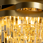 Люстра цвета матового золота с металлическими лентами и длинными прозрачными подвесками Gilded Waves варинант исполнения - 5 | Loft Concept в Краснодаре