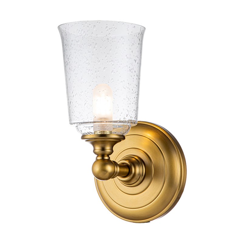 Бра для ванных комнат с прозрачным плафоном из стекла с пузырьками на основании цвета латунь Feiss Матовая латунь Прозрачное Стекло в Краснодаре | Loft Concept 