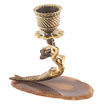 Подсвечник бронзовый из натурального камня агат Stone Candlestick варинант исполнения - 2 | Loft Concept в Краснодаре