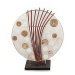 Настольная лампа из перламутра и дерева на подставке Indonesian Round Shell варинант исполнения - 3 | Loft Concept в Краснодаре