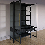 Витрина Primo со стеклянными фасадами и 2 ящиками Черный дуб варинант исполнения - 9 | Loft Concept в Краснодаре