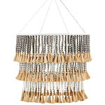 Люстра трехъярусная с декором из круглых деревянных бусин с кисточками Gray Brown Wooden Beads Chandelier варинант исполнения - 3 | Loft Concept в Краснодаре