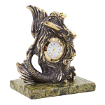 Часы настольные бронзовые в виде русалочки из натурального камня Змеевик Mermaid Stone Clock варинант исполнения - 3 | Loft Concept в Краснодаре