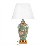 Настольная лампа бирюзовая с цветочным принтом Turquoise Flight варинант исполнения - 1 | Loft Concept в Краснодаре