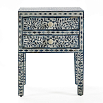 Тумбочка прикроватная White Pearl BEDSIDE CABINET 2 blue DRAWER варинант исполнения - 1 | Loft Concept в Краснодаре