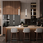 Подвесной светильник с узким цилиндрическим плафоном и черным металлическим декором Concrete Pipe варинант исполнения - 14 | Loft Concept в Краснодаре