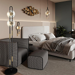 Торшер с 2-мя прозрачными стеклянными плафонами и золотистыми декоративными вставками Virelia варинант исполнения - 2 | Loft Concept в Краснодаре