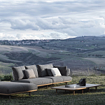 Дизайнерский кофейный стол из дерева с керамической столешницей уличный SWAY Coffee Table варинант исполнения - 7 | Loft Concept в Краснодаре