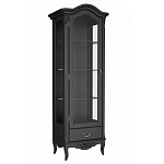 Витрина черная однодверная из массива бука с 4-мя полками и ящиком Black Provence варинант исполнения - 1 | Loft Concept в Краснодаре