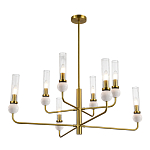 Люстра с 8-ю плафонами в форме стеклянных трубок и мраморных декоративных элементов Montreal варинант исполнения - 9 | Loft Concept в Краснодаре