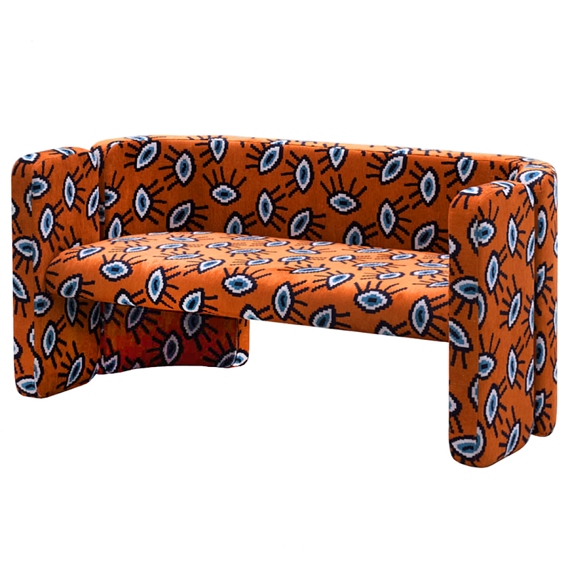 Акцентный Двухместный Диван Leela Оранжевый Орнамент Оранжевый в Краснодаре | Loft Concept 