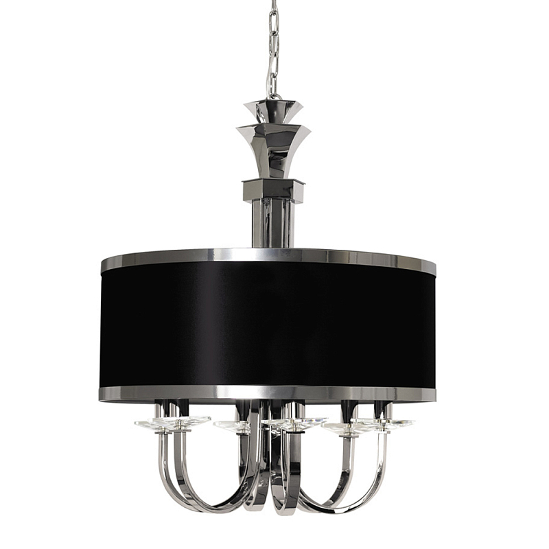 Люстра подвесная круглая с черным абажуром и чашей крепления в форме многогранника Natural Concepts Хром Сталь Золотой в Краснодаре | Loft Concept 