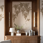 Обои с вышивкой ручной работы Deco Wisteria ﻿Midas colourway on Liso Pearl wool sateen варинант исполнения - 4 | Loft Concept в Краснодаре