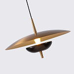 Подвесной светильник с золотым металлическим плафоном округлой формы и декоративным элементом из чёрного мрамора Midnight Grace  варинант исполнения - 2 | Loft Concept в Краснодаре