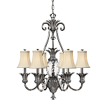 Люстра с 7-ю кремовыми текстильными абажурами Hinkley варинант исполнения - 1 | Loft Concept в Краснодаре