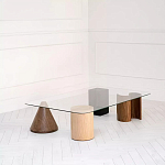 Дизайнерский журнальный стол с прозрачной столешницей и ножками в форме геометрических фигур Pytusin варинант исполнения - 1 | Loft Concept в Краснодаре