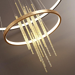 Люстра подвесная с 2-мя круглыми подвесами в черном и золотистом цвете и вертикальными подвесками Ring Horizontal варинант исполнения - 3 | Loft Concept в Краснодаре