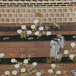 Обои ручная роспись The Art of Learning and Steps for the Flowers by Teo Yang Special Colourway on purple painted Xuan paper варинант исполнения - 2 | Loft Concept в Краснодаре