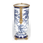 Ваза с бронзовыми ручками и синим цветочным узором Blue & White Ornament варинант исполнения - 3 | Loft Concept в Краснодаре