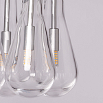 Люстра с 7-ю прозрачными плафонами из стекла в форме капли на круглом потолочном основании цвета хром Lucid Rain  варинант исполнения - 8 | Loft Concept в Краснодаре