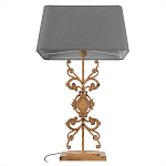 Настольная лампа на ажурном чугунном основании с серым абажуром Openwork Lamp варинант исполнения - 3 | Loft Concept в Краснодаре