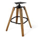 Барный стул со спинкой и металлической подставкой на 4-х деревянных ножках Бежевый Велюр Vendramin Chair варинант исполнения - 9 | Loft Concept в Краснодаре