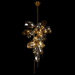 Люстра подвесная вытянутой формы с плафонами из стекла и металла с двумя вертикальными подвесками Gilded Mirage  варинант исполнения - 6 | Loft Concept в Краснодаре