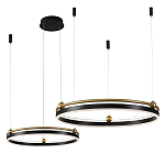 Люстра подвесная с двумя кольцами черного и золотого цвета Ring Horizontal варинант исполнения - 2 | Loft Concept в Краснодаре