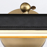 Светильник для картин цвет винтажная латунь с прямоугольным плафоном из кожи черного цвета Alora варинант исполнения - 5 | Loft Concept в Краснодаре