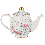 Чайник из фарфора белый с цветочным принтом Flower Porcelain Collection варинант исполнения - 1 | Loft Concept в Краснодаре