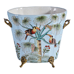 Кашпо из голубого фарфора с бронзовыми элементами Blue Garden варинант исполнения - 1 | Loft Concept в Краснодаре