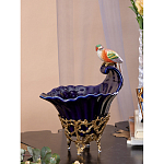 Чаша темно-синего цвета из фарфора с разноцветной птичкой Eden Garden porcelain and bronze варинант исполнения - 4 | Loft Concept в Краснодаре