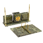 Настольный письменный набор из змеевика с гербом России Successful Leader варинант исполнения - 3 | Loft Concept в Краснодаре