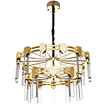 Двухъярусная люстра с прямоугольными хрустальными плафонами Glass Rectangles Gold Chandelier 76 варинант исполнения - 2 | Loft Concept в Краснодаре