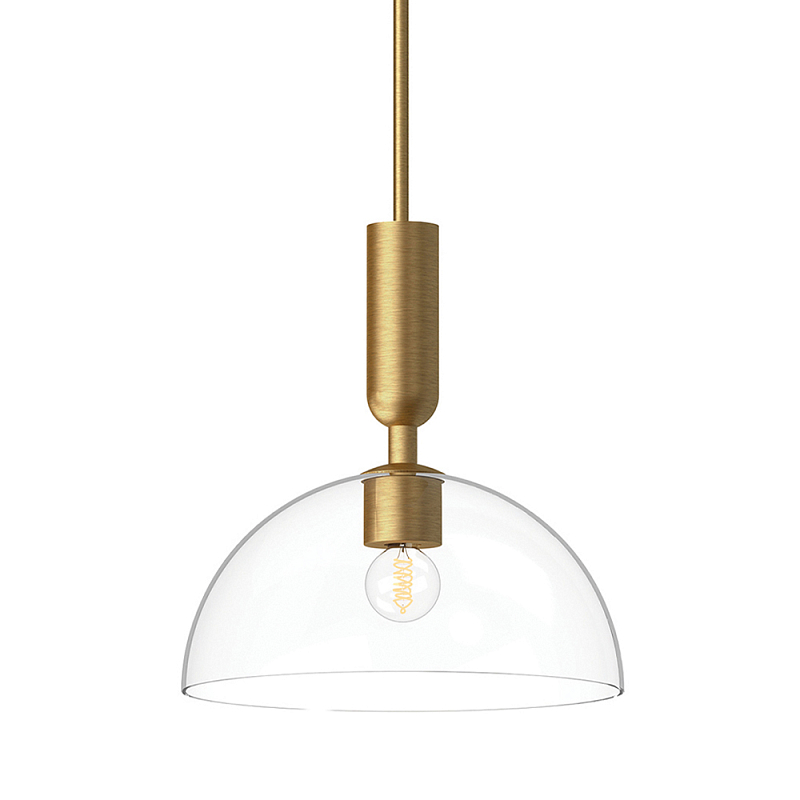 Подвесной светильник с прозрачным полусферическим стеклянным плафоном Alora Mood  Прозрачное Стекло Золотой в Краснодаре | Loft Concept 
