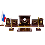 Настольный письменный набор с часами и визитницами из природного камня обсидиана Royal Present варинант исполнения - 1 | Loft Concept в Краснодаре