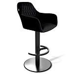 Барный стул вращающийся со спинкой и подлокотниками Douglas Rhombus Черный Велюр варинант исполнения - 1 | Loft Concept в Краснодаре