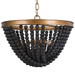 Люстра с подвесками в виде круглых деревянных черных бусин Black Wooden Beads Chandelier варинант исполнения - 1 | Loft Concept в Краснодаре