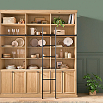 Книжный шкаф из массива сосны с металлической лестницей Burton Wood Cabinet варинант исполнения - 8 | Loft Concept в Краснодаре