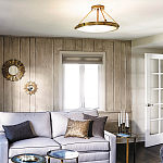 Потолочный светильник цвета латунь с плоским круглым плафоном Hinkley варинант исполнения - 2 | Loft Concept в Краснодаре